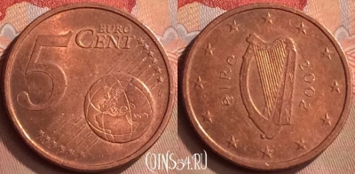 Ирландия 5 евроцентов 2002 года, KM# 34, 422-141