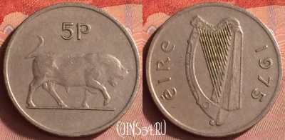 Ирландия 5 пенсов 1975 года, KM# 22, 429o-018