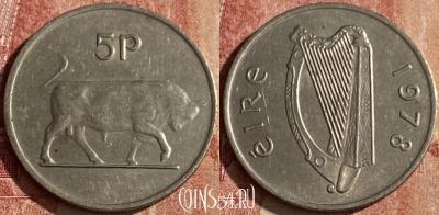Ирландия 5 пенсов 1978 года, KM# 22, 050p-060 ♛