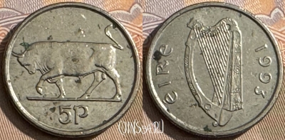 Ирландия 5 пенсов 1993 года, KM# 28, 047s-093