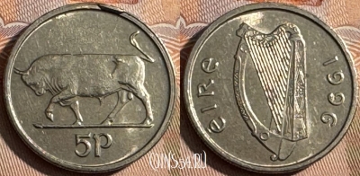 Ирландия 5 пенсов 1996 года, KM# 28, 251s-127