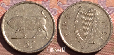 Ирландия 5 пенсов 1998 года, KM# 28, 094d-021