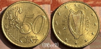 Ирландия 50 евроцентов 2002 года, KM# 37, 467s-578 ♛