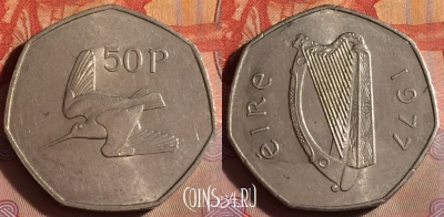 Ирландия 50 пенсов 1977 года, KM# 24, 092f-066
