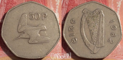 Ирландия 50 пенсов 1982 года, KM# 24, 077c-093