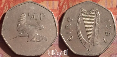 Ирландия 50 пенсов 1997 года, KM# 24, 050i-150