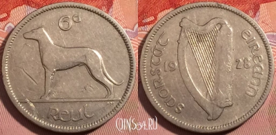 Ирландия 6 пенсов 1928 года, KM# 5, a139-026