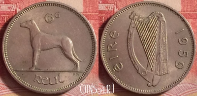 Ирландия 6 пенсов 1959 года, KM# 13а, 209j-008