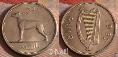 Ирландия 6 пенсов 1967 года, KM# 13а, 269b-098