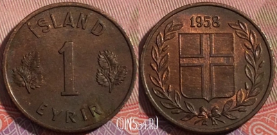 Исландия 1 эйре 1958 года, KM# 8, a050-046