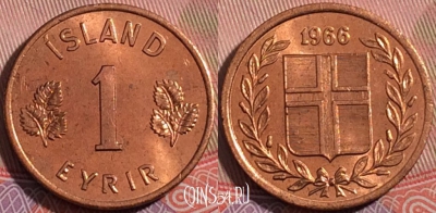 Исландия 1 эйре 1966 года, KM# 8, a050-050
