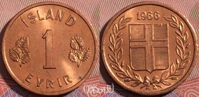 Исландия 1 эйре 1966 года, KM# 8, a050-051