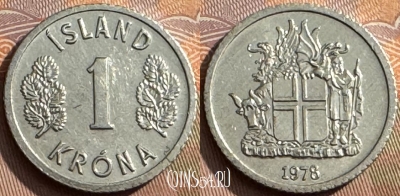 Исландия 1 крона 1978 года, KM# 23, 385s-106