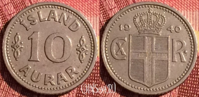 Исландия 10 эйре 1940 года, KM# 1, 270i-010