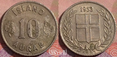 Исландия 10 эйре 1953 года, KM# 10, a050-034