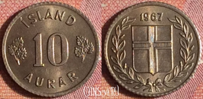 Исландия 10 эйре 1967 года, KM# 10, 372-044
