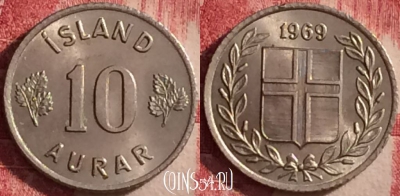 Исландия 10 эйре 1969 года, KM# 10, 117j-023