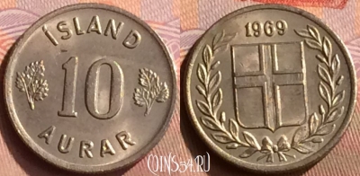 Исландия 10 эйре 1969 года, KM# 10, 424-112