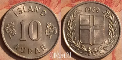 Исландия 10 эйре 1969 года, KM# 10, 437-088