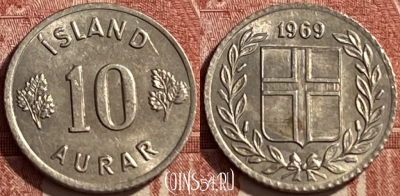 Исландия 10 эйре 1969 года, KM# 10, 449q-072