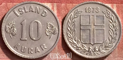 Исландия 10 эйре 1973 года, KM# 10a, 052l-160