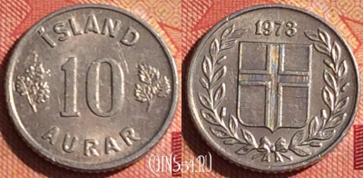 Исландия 10 эйре 1973 года, KM# 10a, 219i-076