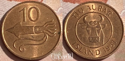 Исландия 10 эйре 1981 года, KM# 25, 186r-040