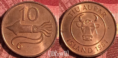 Исландия 10 эйре 1981 года, KM# 25, 270i-128