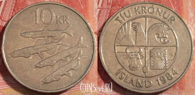Исландия 10 крон 1984 года, KM# 29.1, 257-085