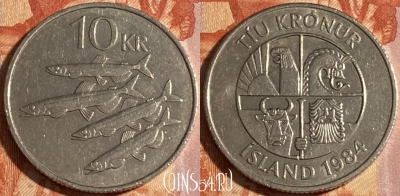 Исландия 10 крон 1984 года, KM# 29.1, 281r-009