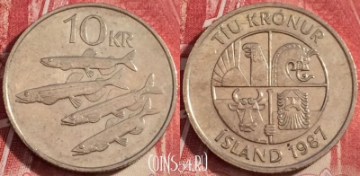 Исландия 10 крон 1987 года, KM# 29.1, 078a-136