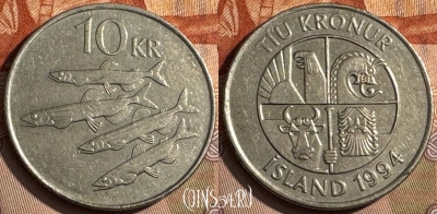 Исландия 10 крон 1994 года, KM# 29.1, 202s-130