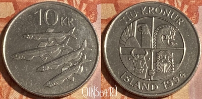 Исландия 10 крон 1994 года, KM# 29.1, 289r-099