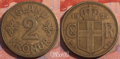 Исландия 2 кроны 1925 года, KM# 4, a140-052