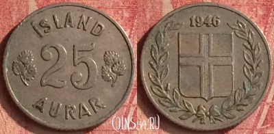 Исландия 25 эйре 1946 года, KM# 11, 355n-062