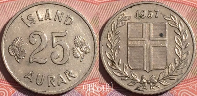 Исландия 25 эйре 1957 года, KM# 11, a050-053