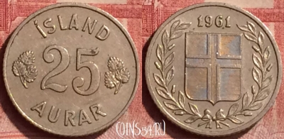 Исландия 25 эйре 1961 года, KM# 11, 050l-211