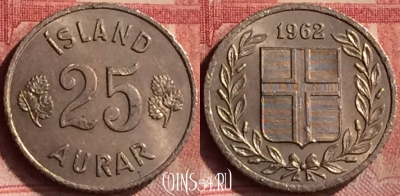 Исландия 25 эйре 1962 года, KM# 11, 104m-016