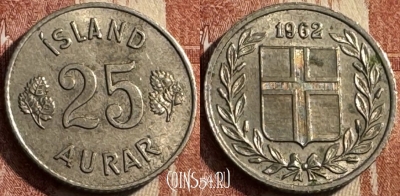 Исландия 25 эйре 1962 года, KM# 11, s041s-085