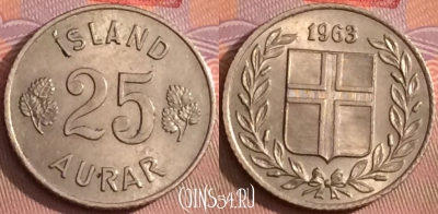 Исландия 25 эйре 1963 года, KM# 11, 098j-071