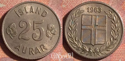 Исландия 25 эйре 1963 года, KM# 11, 193i-012