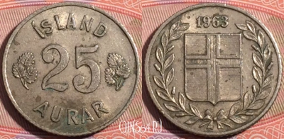 Исландия 25 эйре 1963 года, KM# 11, a050-056