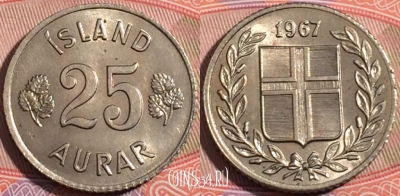 Исландия 25 эйре 1967 года, KM# 11, a050-060