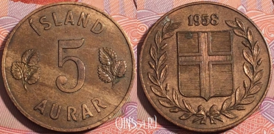 Исландия 5 эйре 1958 года, KM# 9, a050-063
