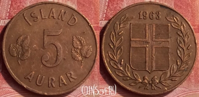 Исландия 5 эйре 1963 года, KM# 9, 298l-052