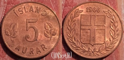 Исландия 5 эйре 1966 года, KM# 9, 252-060