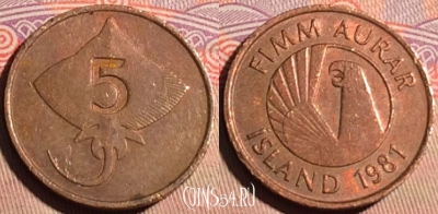 Исландия 5 эйре 1981 года, KM# 24, 222a-071