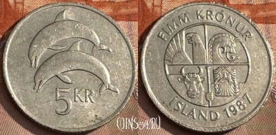 Исландия 5 крон 1987 года, KM# 28, 102t-082