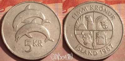 Исландия 5 крон 1987 года, KM# 28, 363k-052