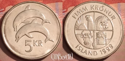 Исландия 5 крон 1999 года, KM# 28a, 092l-109